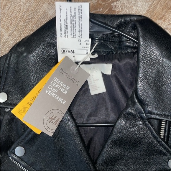 NWT H&M Genuine Leather Biker Jacket - Picture 4 of 8
